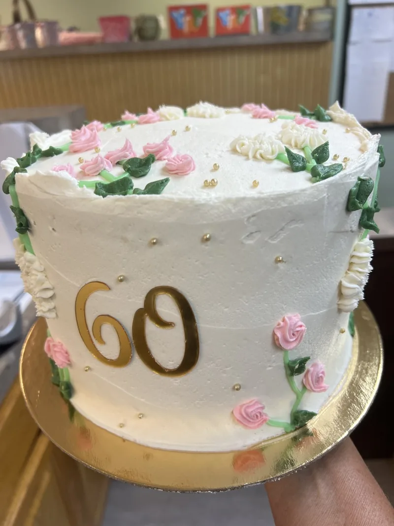 Floral sixtieth birthday cake